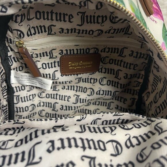 Juicy Couture Nylon mauve roses and green leaf prints mini backpack brown trims. - Picture 14 of 14